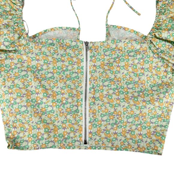 Another Girl Urban outfitters NWT Green Floral Cropped Puff Top & Mini Skirt Set - Picture 11 of 16